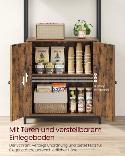VASAGLE Bücherregal LLS133K01, Standregal mit Türen, 6 Ebenen