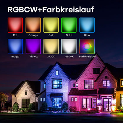 Linkind Solarleuchte Garten RGBW Solarstrahler IP65, 4 Stück