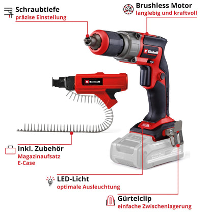 Einhell Professional TP-DY 18 Li BL Akku-Trockenbauschrauber – Magazin