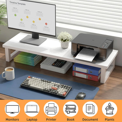 OYRREU Monitorerhöhung Schreibtisch für 2 Monitore, 91 x 26 cm, Weiss