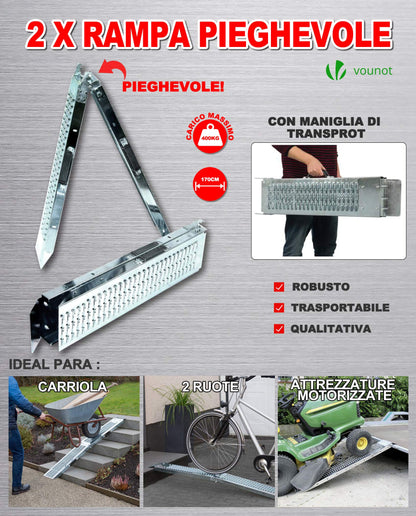 VOUNOT Auffahrrampe 2er Set, faltbare Laderampe aus Stahl, 400 kg