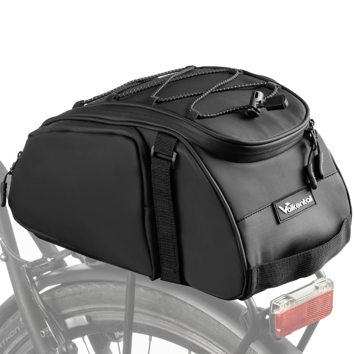 Valkental 3in1 Gepäckträgertasche mit Rucksackfunktion, 14 l, wasserfest, mit Reflektoren und Tragegriff