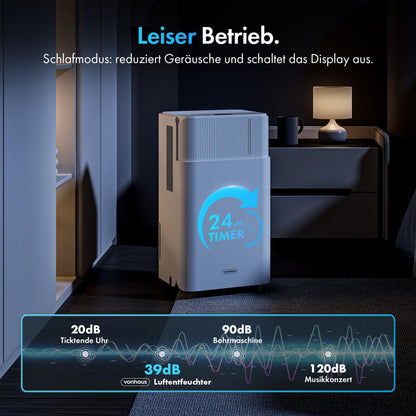 VonHaus Luftentfeuchter Elektrisch 12L/24h für Räume bis 20m²