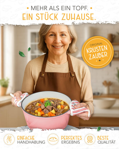 KRUSTENZAUBER Gusseisen Schmortopf Emaille Brotbacktopf 26cm