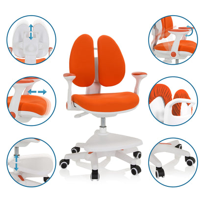 hjh OFFICE 736419 Kid Wing Kinderschreibtischstuhl - Orange/Weiss