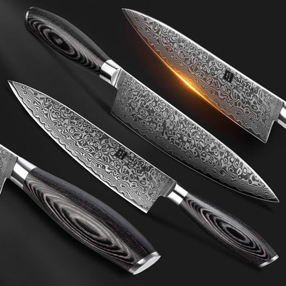 XINZUO 5tlg. Damaststahl Kochmesser Set - 67 Lagen Profi