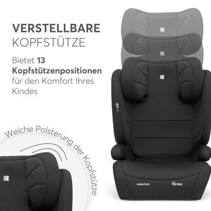 KikkaBoo i-AID Kindersitz i-Size Gr. 2-3 ohne ISOFIX - Schwarz