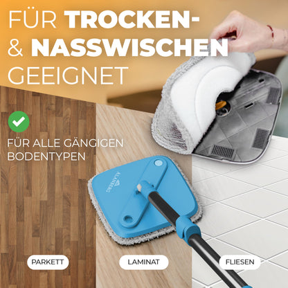 ALANBERG® Wischmopp Eimer Set 2-Kammer Bodenwischer – Blau
