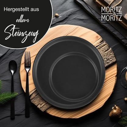 Moritz & Moritz NORDIC Geschirrset 6P Schwarz - 18-teilig Steingut