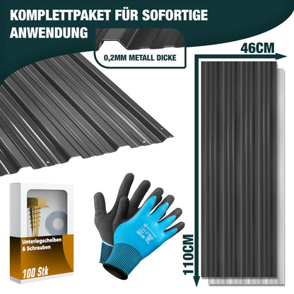 KESSER Trapezblech 14er Set, 110 x 46 cm, Stahl verzinkt, Anthrazit