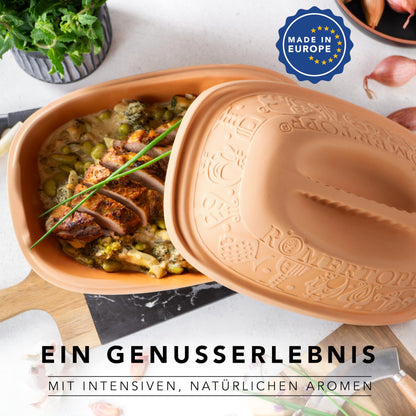 Römertopf Klassiker Bräter Dampfgarer aus Naturton – 3 Liter