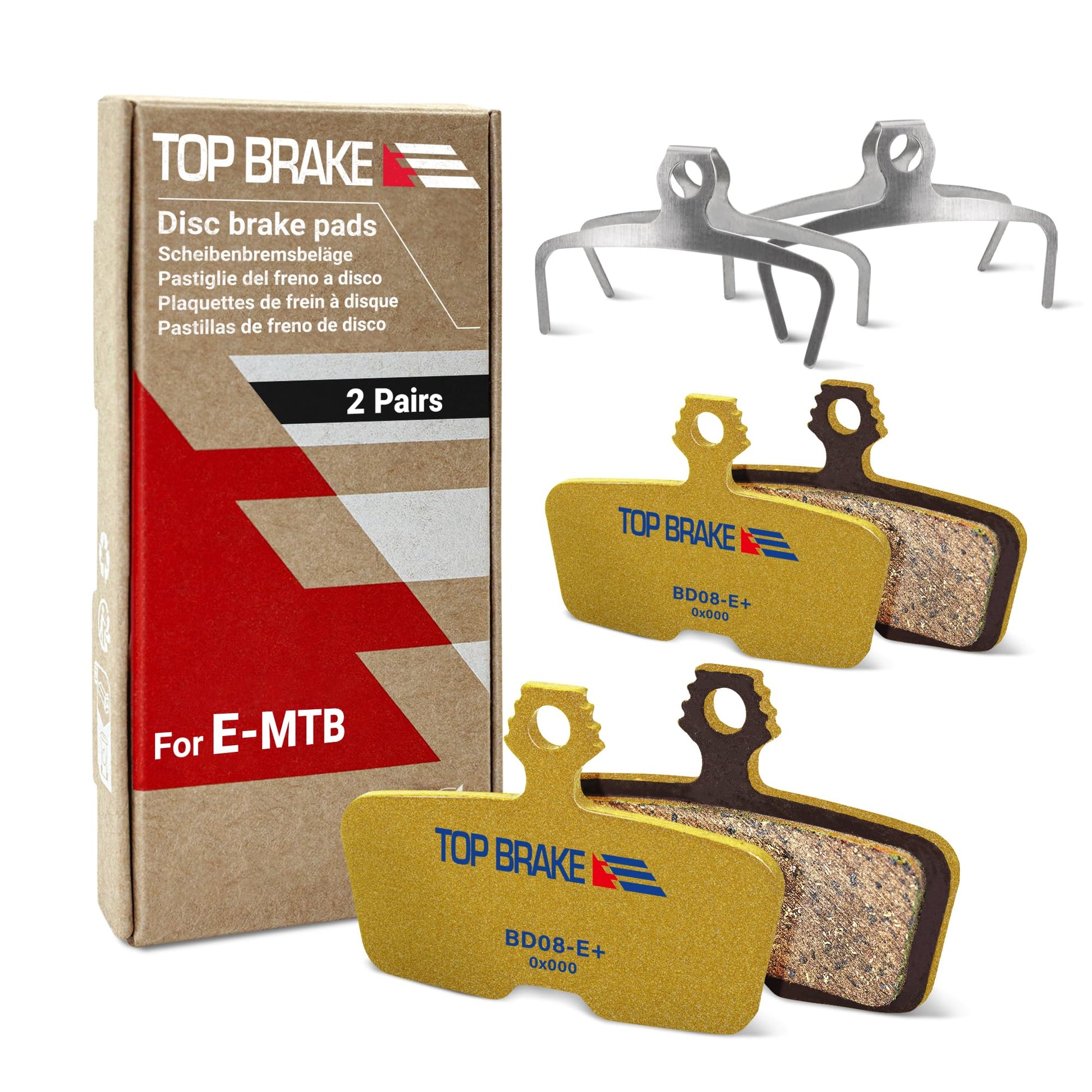 Top Brake Scheibenbremsbeläge BD08-E+ für E-Bike, SRAM Code, 2 Paar, goldfarben