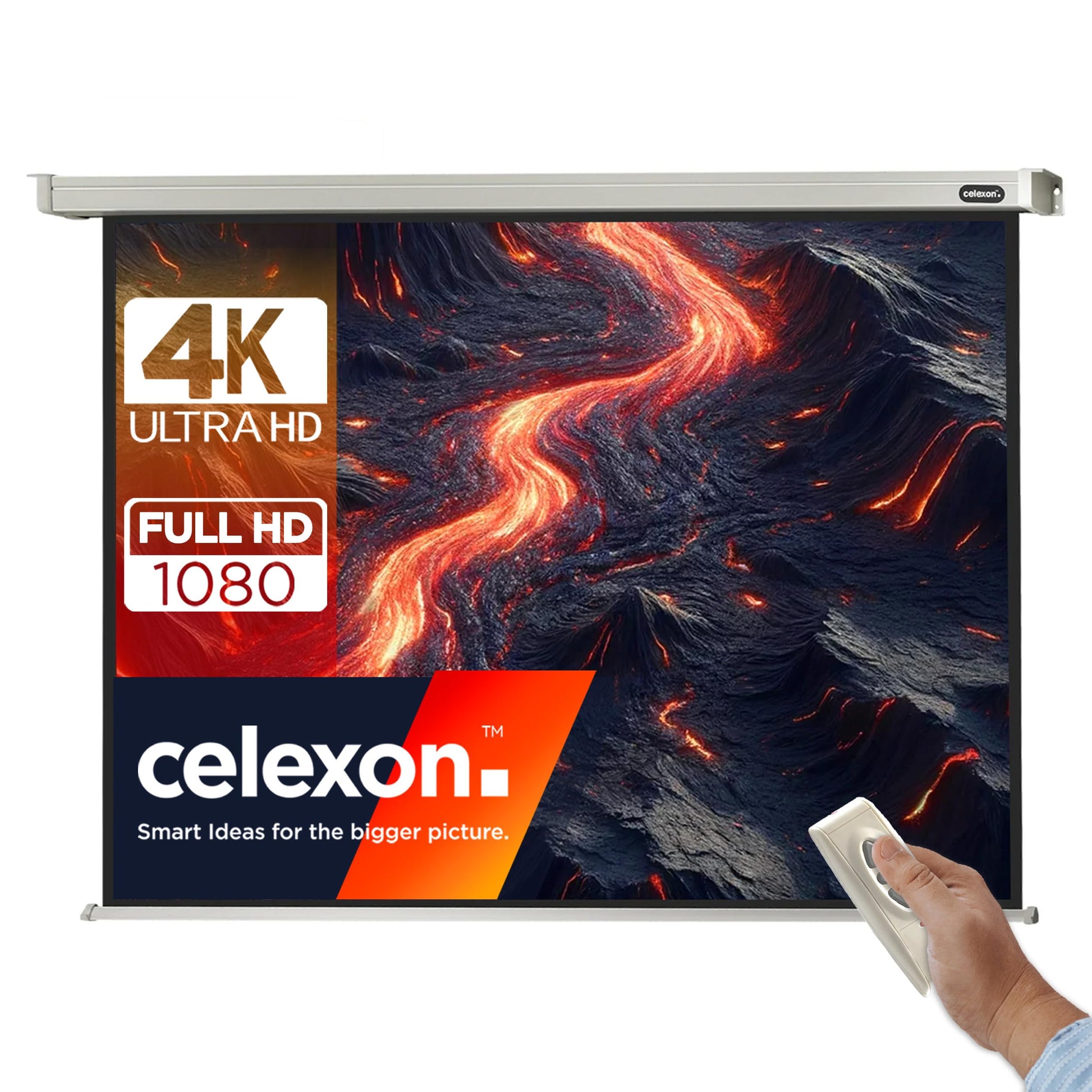 celexon Professional Motor-Leinwand 105" 4:3 220x165 cm. Weiße Leinwand, elektrisch ausfahrbar, für Beamer-Projektionen.