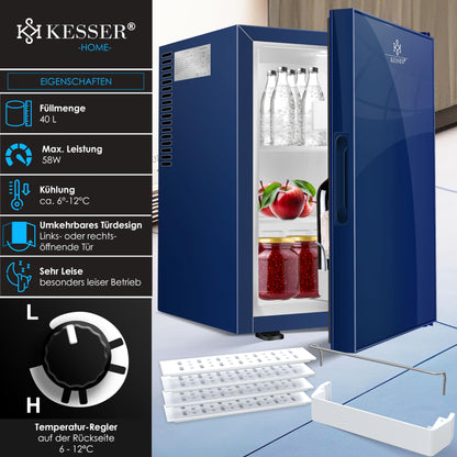 KESSER® Mini Kühlschrank 40L – Minibar Glasfront lautlos