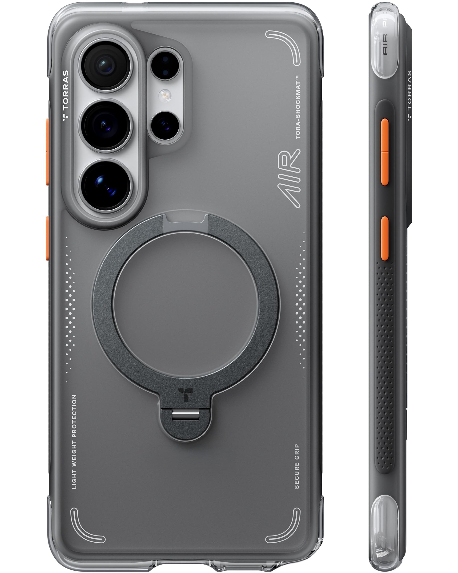 TORRAS Ostand Q3 Air Hülle für Samsung Galaxy S26 Ultra, Schwarz, mit 360-Grad-Standring und Magnetring