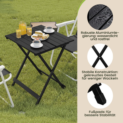 WOLTU Campingtisch klappbar, Aluminium Gartentisch schwarz