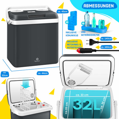 KESSER® Kühlbox Thermo-Elektrisch – 32L Kühlen/Wärmen 12/230V