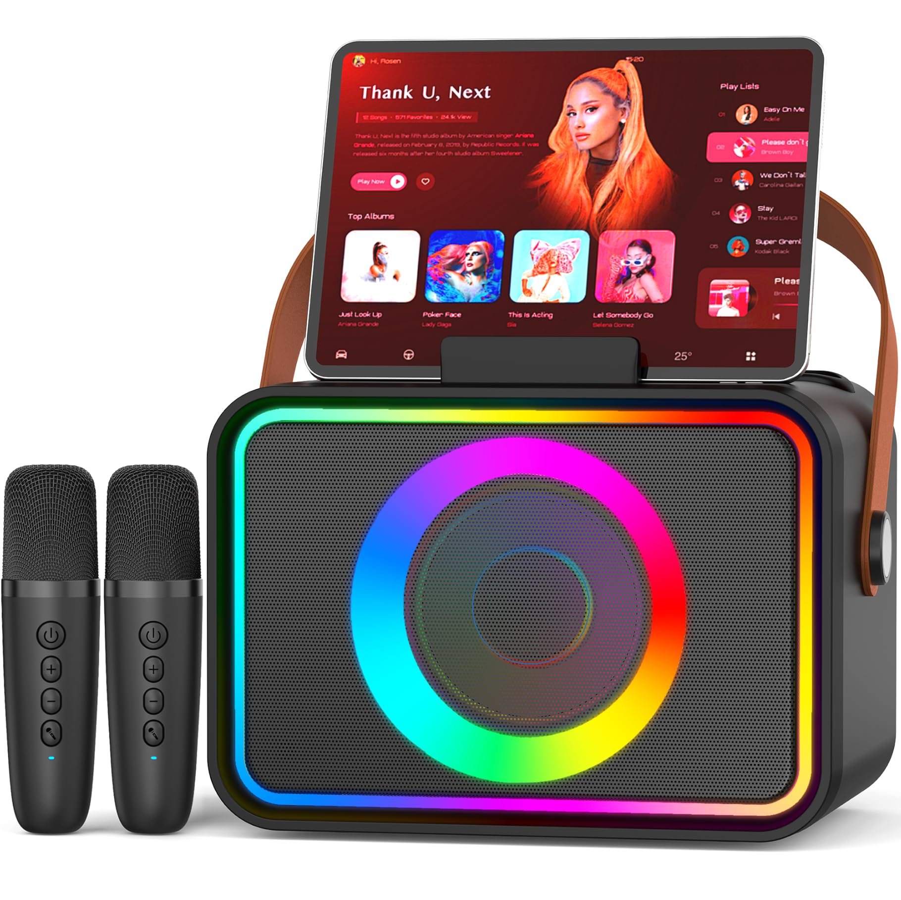 Wowstar Karaoke Maschine mit 2 Mikrofonen, Bluetooth Lautsprecher, tragbar mit Lichteffekten