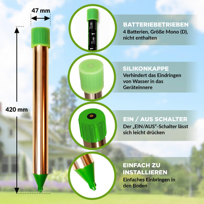 ISOTRONIC Maulwurfabwehr Vibrasonic - Wühlmausschutz ON/Off Schalter