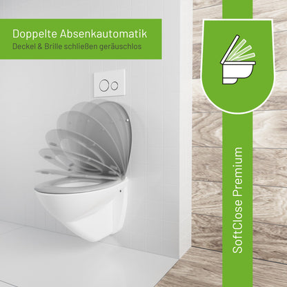 LUVETT C770 ovaler WC-Sitz Absenkautomatik - Manhattan Grau