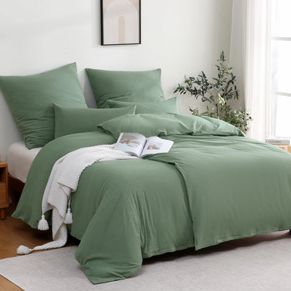 ATsense Bettwäsche Set Baumwolle 135x200 cm Grün 4-teilig. Grünes Baumwoll-Set mit Duvet- und Kissenbezügen für komfortablen Schlaf.