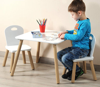 Kesper Kindertisch mit 2 Stühlen, Sitzgruppe weiss, 55 x 55 cm