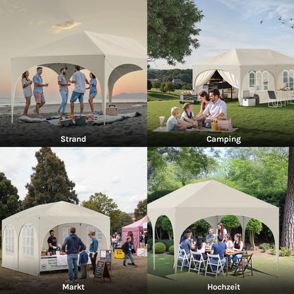 WOLTU Faltpavillon 3x6 m mit 6 Seitenwänden, UV-Schutz 50+, Beige