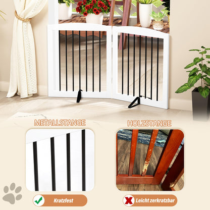 HOLTICO Hundeabsperrgitter Holz freistehend faltbar weiss