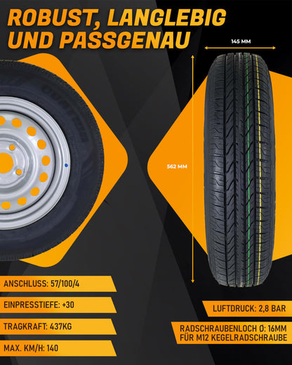 The Drive Komplettrad 145/80R13 M+S - 2x Anhänger 4x100