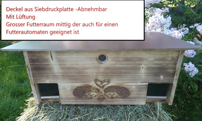 Igelfutterhaus Vollholz Edel geflammt – Ohne Fenster