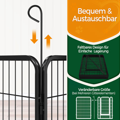 Yaheetech Welpenauslauf 16-teilig, 100 cm hoch, faltbar, mit 2 Türen