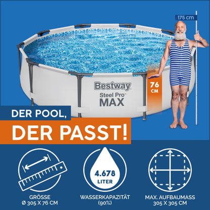 Bestway Steel Pro MAX Pool-Set Ø305cm - Lichtgrau