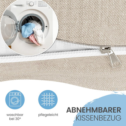 ELONEO Rückenkissen 180 cm breit, Keilkissen für Bett und Sofa geeignet, dreieckiges Lesekissen, Kissen mit abnehmbarem und waschbarem Bezug, mit praktischem Seitenfach