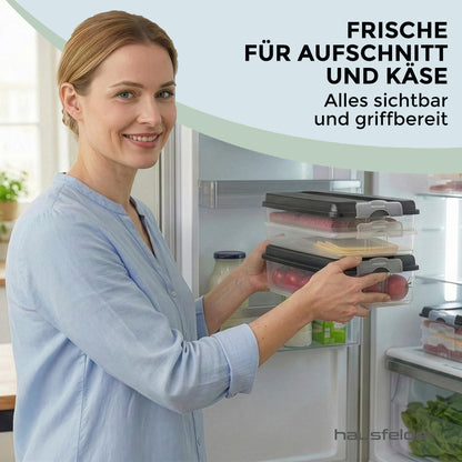 Hausfelder Aufschnittboxen Set für Kühlschrank, 20-teilig, stapelbar