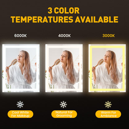 YOLEO Badspiegel LED 90x70cm – Front- & Hintergrundlicht