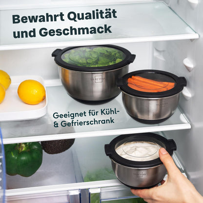 SILBERTHAL Edelstahl-Rührschüssel-Set mit Deckel, 3-teilig