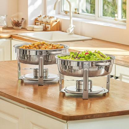 Wilprep Chafing Dish Set Speisenwärmer - 2er Set Rund 5L