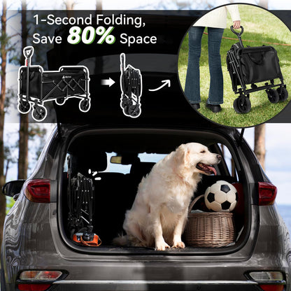 HIKENTURE Bollerwagen Faltbar – 65L, 100kg, 4.9kg Leichtgewicht