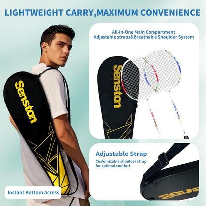 Senston Graphit Badmintonschläger Set – 2 Schläger mit Schlägertasche