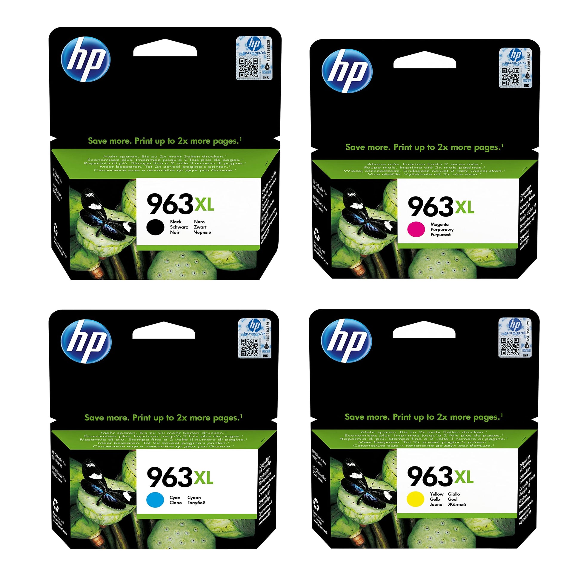 HP 963XL Original Druckerpatronen Multipack - 4er Pack. Rechteckige CMYK-Tintenpatronen. Dient zum Drucken in HP Druckern. 