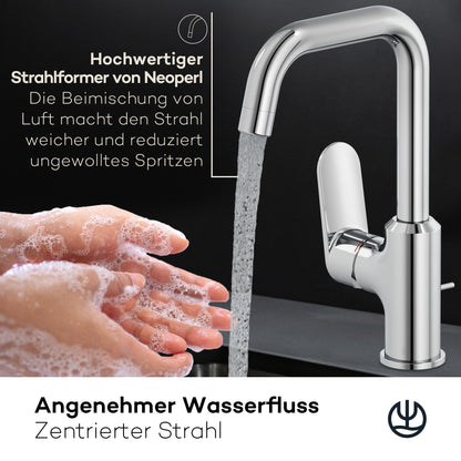 Kludi X1 Waschtischarmatur mit Zugstangen-Ablauf, Chrom