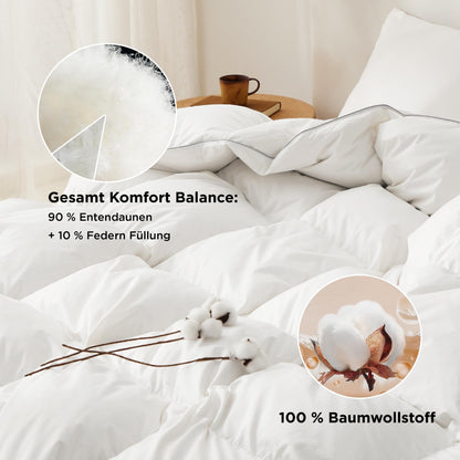 BEDSURE Daunendecke 155x220 Winterdecke 90% Daunen - Weiss