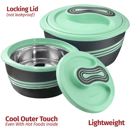 Pinnacle Thermoschüssel Set 3-teilig Edelstahl Warmhaltebehälter grün