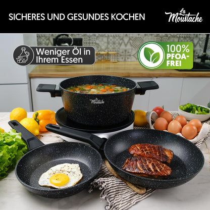 La Moustache 8-tlg. Antihaft Kochgeschirr-Set Aluminium – Onix