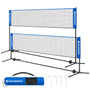 SONGMICS Badmintonnetz SYQ400, 4 m, höhenverstellbar, tragbar, blau, mit dreieckigen Basen und Tragetasche