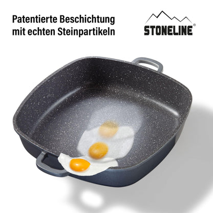 STONELINE Servierpfanne Eckig 32 cm Induktion mit Deckel Grau