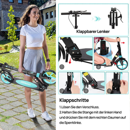TENBOOM Cityroller TB-H008D, klappbar, LED-Räder 200 mm, bis 100 kg