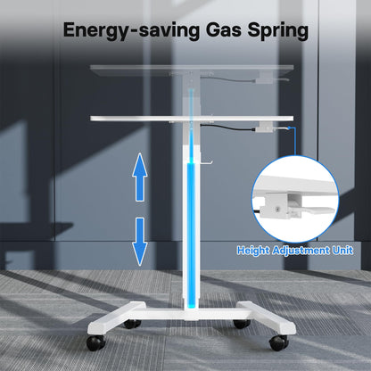 BONTEC Stehpult 65x45cm Höhenverstellbar mit Rollen - Weiss