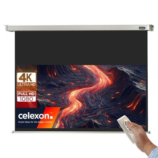 celexon Professional Motor-Leinwand 105" 16:9 elektrisch. Weiße Projektionsfläche, elektrisch ausfahrbar zum Projizieren.