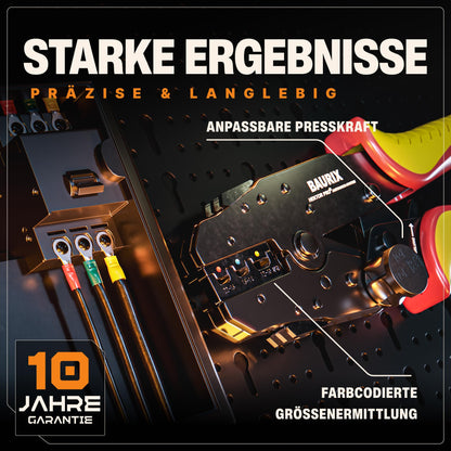 BAURIX® HEKTOR PRO Crimpzange - 6 Wechselbacken für Elektrik